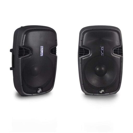Pyle PPHP155ST Wireless Portable PA Speaker System - 1500W High Powered Bluetooth Compatible Active Outdoor Sound Speakers w/ USB SD MP3 RCA - 35mm Mount, Stand, Microphone, Power Cable, Black, 15"