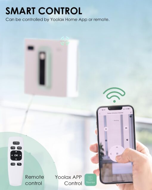 Yoolax Window Cleaning Robot, Automatic Window Cleaner Robot with Dual Water Spray, 3000Pa Suction Power, Robotic Window Cleaner with App & Remote Control, White - Image 5