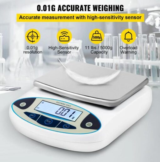 ZOCWJK Electronic Analytical Balance,0.01g High Precision Lab Scale,for Laboratory,Kitchen,Jewelry (5000g - Image 3