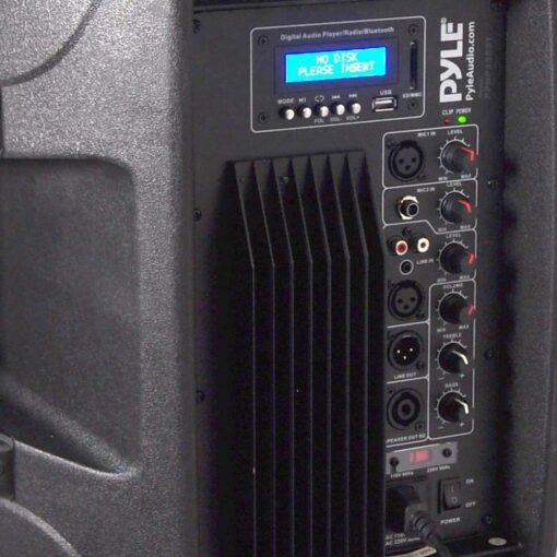 Pyle PPHP155ST Wireless Portable PA Speaker System - 1500W High Powered Bluetooth Compatible Active Outdoor Sound Speakers w/ USB SD MP3 RCA - 35mm Mount, Stand, Microphone, Power Cable, Black, 15" - Image 3