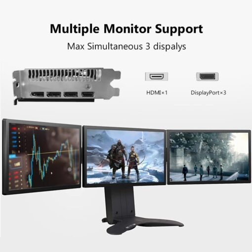 AISURIX RX 5500 8gb GDDR6 Graphics Card,128 Bit, 3XDP, HDMI, PCI Express 4.0X8, 8pin with Fan Intelligent System,Gaming PC Computer Video Cards with 3X DisplayPort +1X HDMI (5500 Style 2) - Image 2