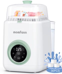 MOMFANN 4 in 1 Baby Bottle Washer with 2 Wash Time, Baby Bottle Sterilizer and Dryer, Save time & Effort, Easy to Use, Green