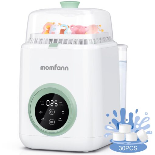 MOMFANN 4 in 1 Baby Bottle Washer with 2 Wash Time, Baby Bottle Sterilizer and Dryer, Save time & Effort, Easy to Use, Green