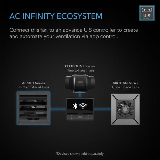 AC Infinity AIRLIFT S20, Shutter Exhaust Fan 20" with 10-Speed Controller, EC Motor - Wall Mount Ventilation and Cooling for Sheds, Attics, Workshops, and Greenhouses - Image 4