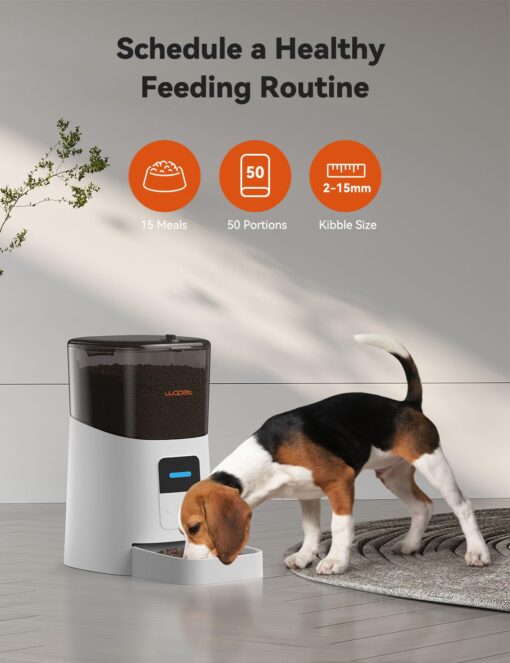 WOPET 6L Automatic Cat Feeder, WiFi Automatic Dog Feeder with APP Control for Remote Feeding, Automatic Cat Food Dispenser with Low Food Sensor and Voice Recorder, Up to 15 Meals Per Day - Image 5