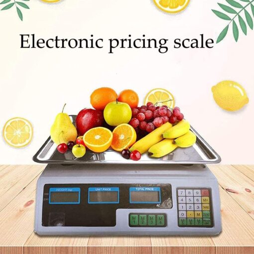 ZOCWJK Kitchen Food Scales Electronic Scales Digital Kitchen Scales, Commercial Table Scales Price Computing Scales,Stainless Steel Platform Scale 40Kg with LCD Display,WHI(Black - Image 5