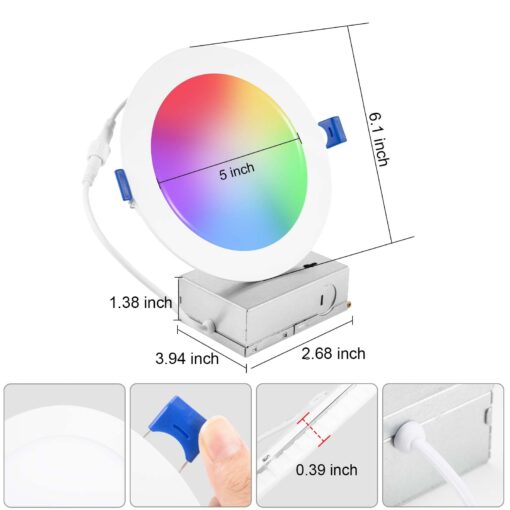 Xsky Smart Recessed Lighting 6 inch 12 Pack Dimmer Switch and Matter Bridge Include, Zigbee 3.0 Matter Light, RGBCW Color Changing, Dimmable Downlight, Alexa/Google/Siri/Home Assistant Compatible - Image 7