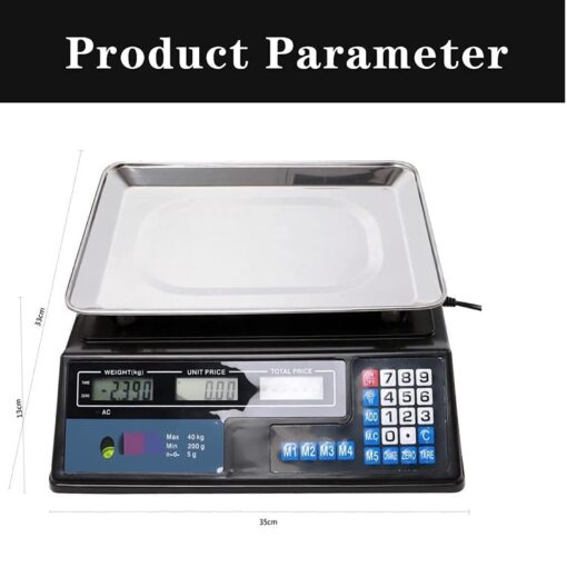 ZOCWJK Electronic Scales Digital Electronic Scales Digital Price Computing Scale, Electronic Digital Scales for Food Meat Fruit Produce, with LED Tare Zero Function, 40KG/2( - Image 6