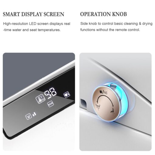 XCQQ Bidet Toilet Seat Elongated, Bidet with Warm Water and Air Dryer, Heated Toilet Seat, Multiple Spray Modes for Family Members, Self Cleaning Nozzle, Night Light, Remote Control - Image 5