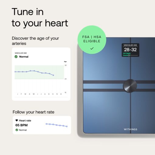 WITHINGS Body Comp - Scale for Body Weight and Complete Body Analysis, Wi-Fi & Bluetooth, Baby Digital Scale, Accurate Visceral Fat, Heart Health, Scales Compatible with Apple, FSA/HSA - Image 4