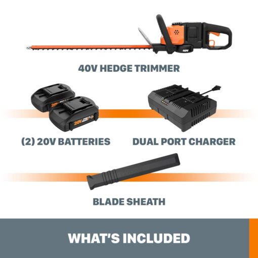 Worx WG284 40V Power Share 24" Cordless Hedge Trimmer - Image 5