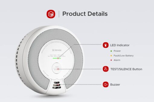 X-Sense Wireless Interconnected Combination Smoke and Carbon Monoxide Detector, 10-Year Battery Powered Fire and CO Alarm, SC06-W, 6-Pack - Image 2
