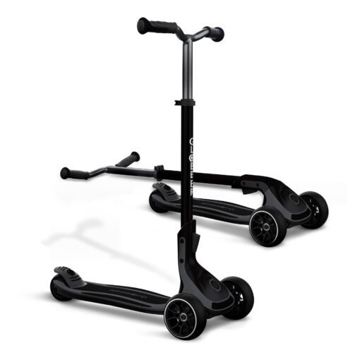 Globber Ultimum Scooter | 3-Wheel Kick Scooter for Adults & Kids 5+ | Foldable Kick Scooter with Safe, Non-Slip Deck & Premium Brakes (Grey)