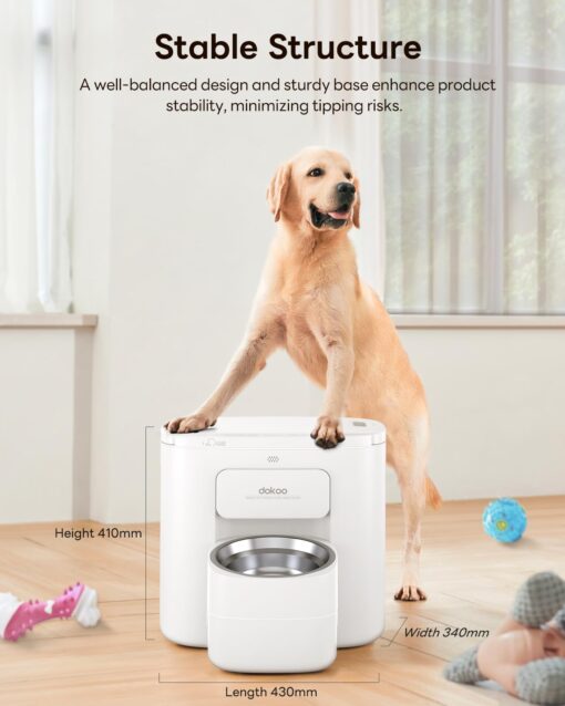 Automatic Dog Feeder for Large Breed, 15L/ 63Cups Vacuum-Sealed Storage & Timed Auto Dog Food Dispenser 2in1, Airtight 100% Freshness, Anti-Blockage, Support up to 22mm Pet Food, Stainless Steel Bowl - Image 2