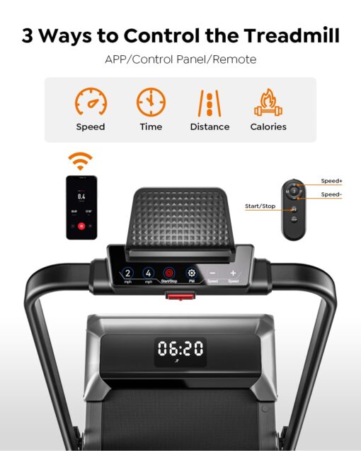 Acezoe Walking Pad Under Desk Treadmill with Incline, 2 in 1 Foldable Treadmills for Home Small Office, 300 lbs Capacity, Portable Compact Walking Treadmill with Remote Control, LED Display and Apps - Image 5