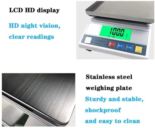 ZOCWJK Wlectronic Food Scales Digital Digital Kitchen Weighing Electronic Scales 10kg/1g LCD Backlit for Food Factory Cake House Pharmacy Scales (One Color-3kg/0.1g - Image 5