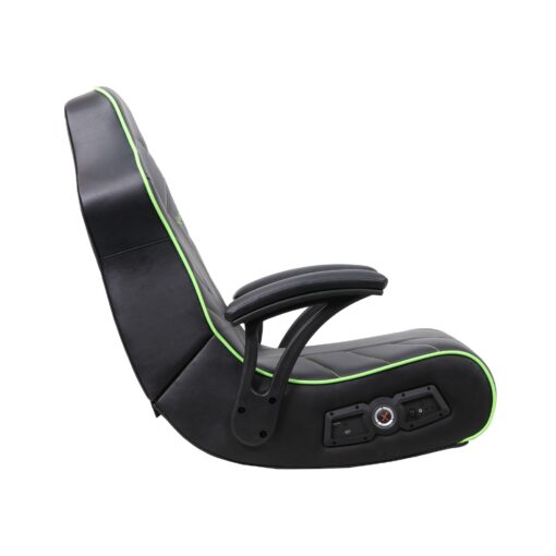 X Rocker Limewire Video Gaming Floor Chair with Armrests, Built-In Audio via Wireless Bluetooth, Foldable, Vegan Leather, 300 lbs Max, Amazon Exclusive, Black with Green - Image 7