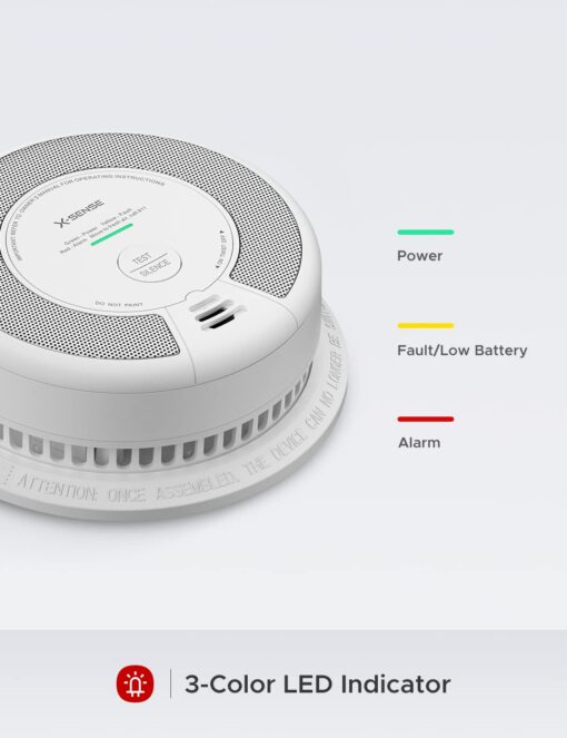 X-Sense 2-in-1 Smoke and Carbon Monoxide Detector Alarm (Not Hardwired), 10-Year Battery-Operated Dual Sensor Fire & CO Alarm, SC06, 5-Pack - Image 3