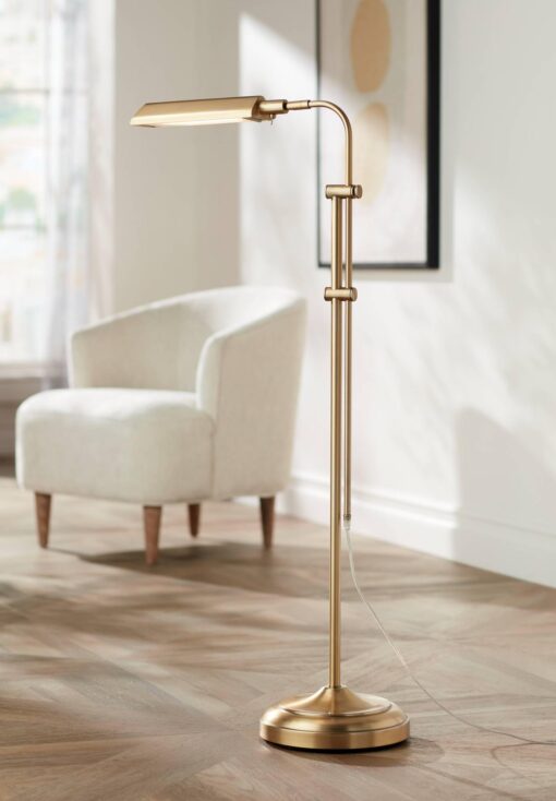 360 Lighting Culver Traditional Pharmacy Floor Lamp Standing LED Adjustable Height Plated 57" Tall Aged Brass Metal Shade Pole Light for Living Room Reading House Bedroom Home Decor - Image 3