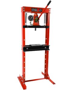 12 Ton Hydraulic Shop Floor Press with Pressure Gauge, Steel H-Frame Shop Press with Press Plates Adjustable Working Table, Floor Stand Jack for Gears and Bearings One Size