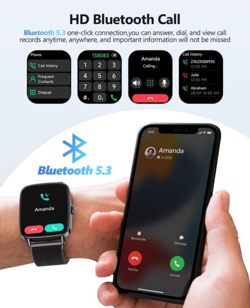 2025 Smart Watches for Men, 1.85" AI Voice Smartwatch, 24/7 Heart Rate Monitor, Stress/SpO2/Sleep Tracker, IP68 Waterproof, Weather, 100+ Sports Fitness Tracker for Android iOS Black Metal - Image 5