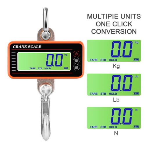 1500KG/500g High Precision Crane Scale LCD/LED Display Digital Weighing Scale with Remote Control Industrial Hanging Scale,Electronic Hanging Scale(Orange LCD Display) - Image 2