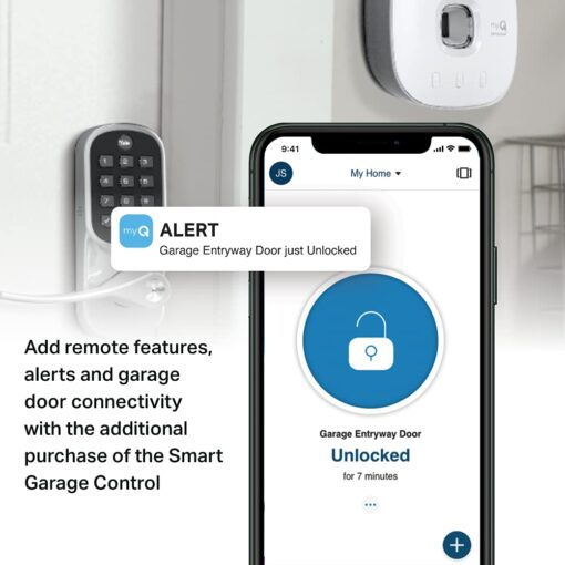Yale | LiftMaster Smart Lock with Keypad Lever - Works with myQ App & Key by Amazon in-Garage Delivery when paired with Smart Garage Hub (sold separately), Satin Nickel - Image 2