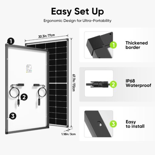 220W Solar Panel,27% High Efficiency Perovskite Solar Cells,10BB Hidden Busbar Technology,12V/24V for RV Camper Boat Caravan Off-Grid Use - Image 3