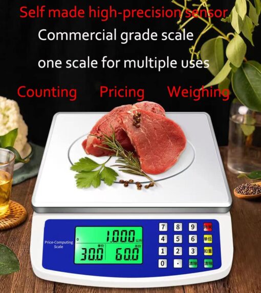 ZOCWJK Digital Price Calculating Scale Electronic Scale,30kg/1g Precision Platform Scale with LCD Diaplay,Industrial Food Scale Precision Scales Commercial Shop Scale( - Image 6