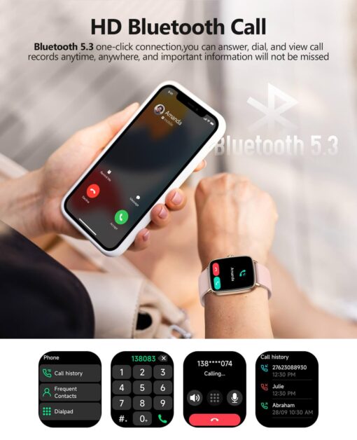 2025 Smart Watches for Women, 1.85" AI Voice Smartwatch, 24/7 Heart Rate Monitor, Stress/SpO2/Sleep Tracker, IP68 Waterproof, Weather, 100+ Sports Fitness Tracker for Android iOS Pink - Image 5