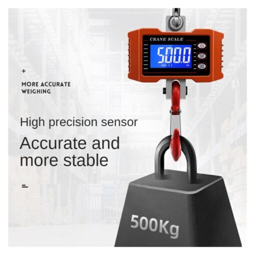 ZOCWJK Digital Crane Scale, Hanging Scale, 500kg/1000kg 1000Lbs/2000lbs Crane Scale Electronic Industrial Scale Digital Hanging Hook Farm Fishing Outdoor for Construction S(1000kg-1 - Image 4