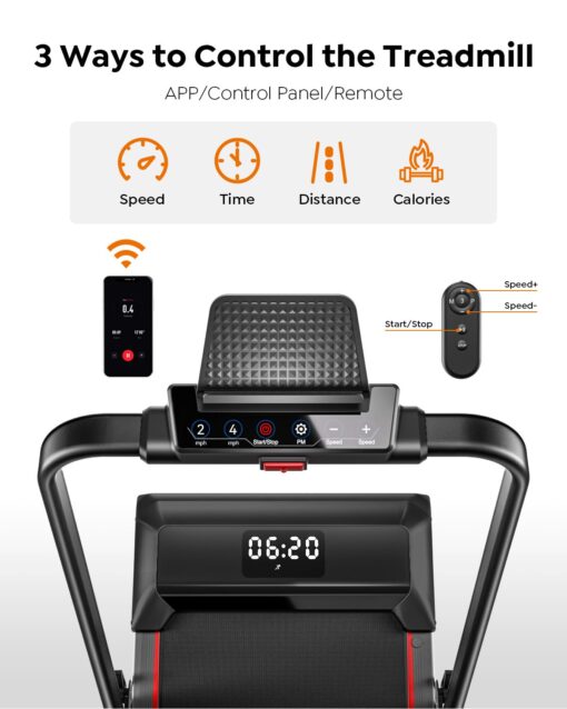 Acezoe Walking Pad Treadmill with Incline, 2 in 1 Folding Treadmills for Home Small Office, 300lbs Portable Compact Under Desk Treadmill with LED Display and Apps - Image 5