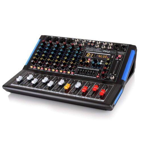 Pyle 8-Channel Bluetooth Studio Audio Mixer- DJ Sound Controller Interface w/ USB Drive for PC Recording Input, XLR Microphone Jack, 48V Power, RCA Input/Output for Professional & Beginners- PMXU88BT