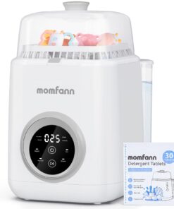 MOMFANN 4 in 1 Baby Bottle Washer with 2 Wash Time, Baby Bottle Sterilizer and Dryer, Save time & Effort, Easy to Use, Grey
