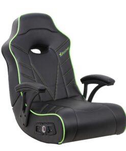 X Rocker Limewire Video Gaming Floor Chair with Armrests, Built-In Audio via Wireless Bluetooth, Foldable, Vegan Leather, 300 lbs Max, Amazon Exclusive, Black with Green