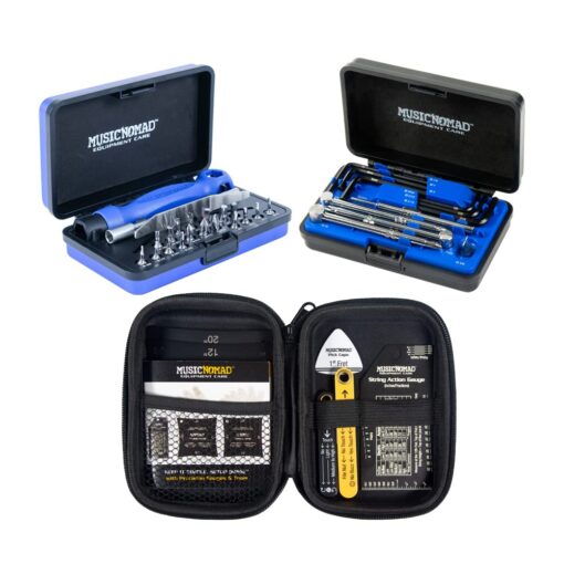 MusicNomad KEEP IT SIMPLE, SETUP (KISS)™ Starter Kit Bundle - 6 pc. Gauge Set, 26 pc. Guitar Tech Tool Set, 11 pc. Truss Rod Wrench Set (MN609)