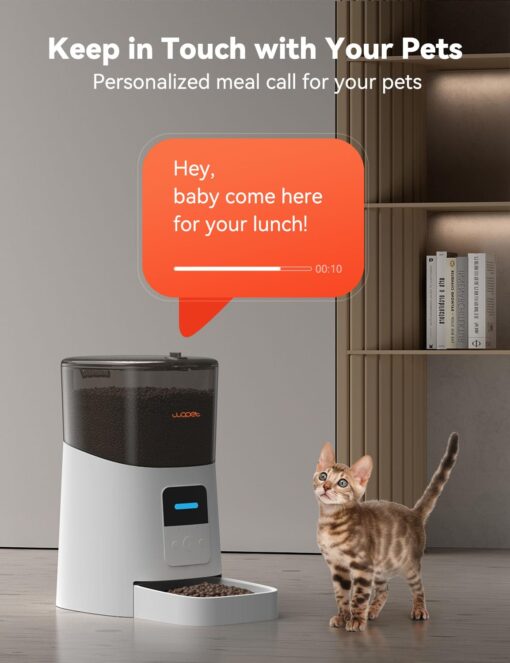 WOPET 6L Automatic Cat Feeder, WiFi Automatic Dog Feeder with APP Control for Remote Feeding, Automatic Cat Food Dispenser with Low Food Sensor and Voice Recorder, Up to 15 Meals Per Day - Image 3