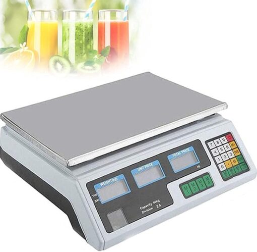 ZOCWJK Wlectronic Food Scales Digital Electronic Scales Digital Kitchen Scales, Commercial Table Scales Price Computing Scales, Stainless Steel Platform Scale 40Kg with LED(