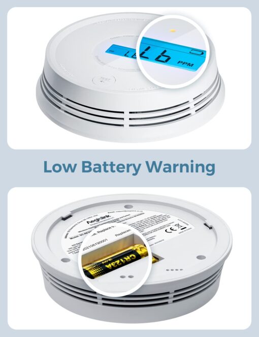 AEGISLINK Smoke Carbon Monoxide Detector, Interlinked Combination Smoke CO Alarm, Battery Powered, Wireless Interconnected, Digital Display, SC-RF220, 6-Pack - Image 3