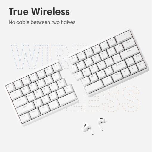 NocFree Wireless Ergonomic Split Mechanical Keyboard with Wrist Rest- Tactile, RGB, Hot-Swappable, Compact 60% Layout, Foam Palm Rest, Programmable for Mac & Windows, PBT Keycaps - Image 4