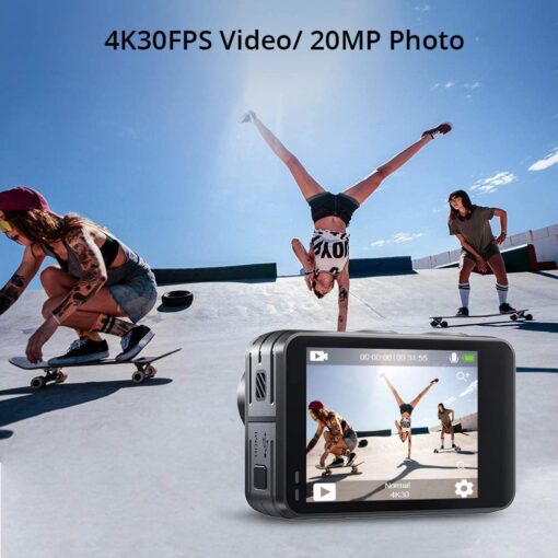 AKASO Brave 7 LE 4K30fps Action Camera with 64GB MicroSDXC U3 Memory Card Accessories Kit Bundle Ultra HD 131FT Waterproof Camera EIS 2.0 WiFi Remote Control Zoom Underwater Camera - Image 6