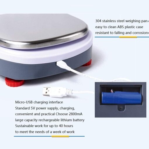 ZOCWJK Digital Scales Food,Kitchen Food Scales Digital High Precision Electronic Scales Multifunctional LCD Display Liquid Measurement Laboratory Factory Jewelry USB Chargi(OneColor-1.1kg - Image 3
