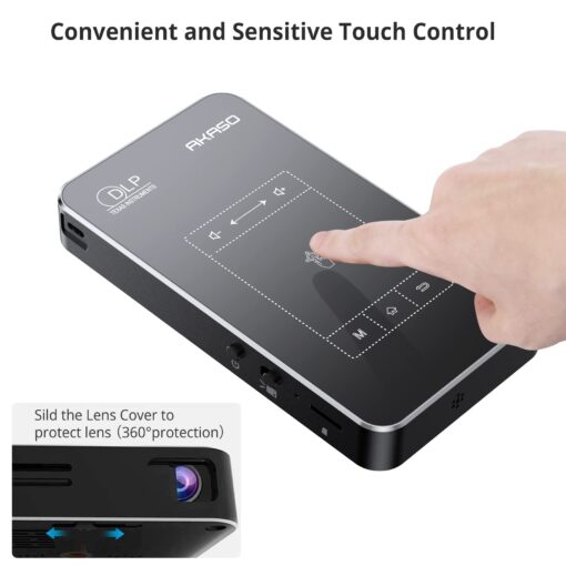 AKASO WT50 Mini Projector with WiFi and Bluetooth, 1080P DLP Portable Movie Projector Home and Outdoor, Built-in Battery & Android System, Cookie Projector for iPhone and Phone - Image 3