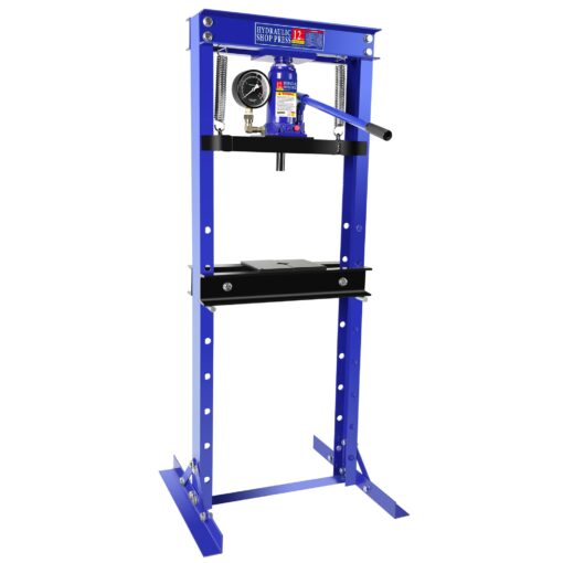 12 Ton Hydraulic Shop Press, H-Frame Garage Floor Adjustable Shop Press with Stamping Plates & Pressure Gauge to Bend, Straighten, Or Press Parts, Install Bearings and U-Joints