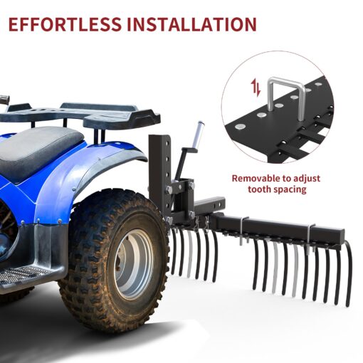 YITAMOTOR ATV/UTV Landscape Rake Implement for Removal of Rock, Grass Clumps and Debris Fits for YITAMOTOR ATV/UTV Manual Implement Lift - Image 4