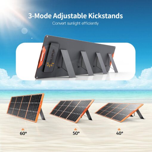 200 Watt Portable Solar Panel for Power Station Generator, 18V IP65 Waterproof 4 Kickstands Foldable Solar Panel, Solar Charger with MC4 Cable and USB Outputs for Outdoor Trip RV Camping Off Grid - Image 3