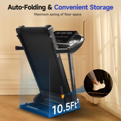 Treadmills for Home Use, Walking Pad Treadmill with Incline, Auto Foldable Treadmill for Home, 8.0 MPH Running Treadmill with Bluetooth Enabled, 300 lbs User Capacity - Image 2