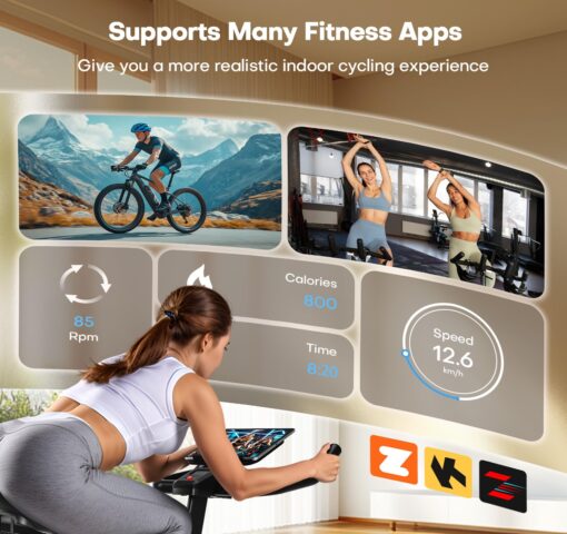 Exercise Bike, CHAOKE Quiet Magnetic Resistance 300LB Capacity Stationary Bike for Home with App Compatible, Indoor Bike with Comfortable Seat and Digital Display - Image 8