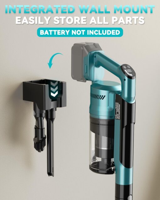 350W Cordless Vacuum Cleaner for Makita 18V Battery, 35kPa Brushless Lightweight Stick Vacuum with 3 Mode Suction, 6 in 1 Stick Vacuum Cleaner with HEPA for Floor, Carpet, Car (Battery Not Included) - Image 3