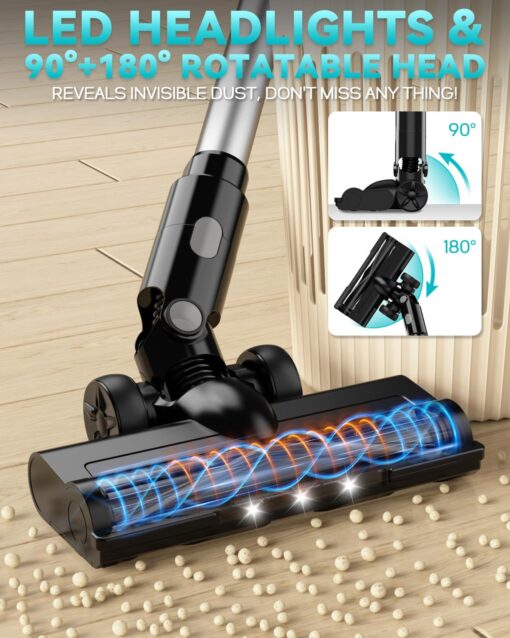 350W Cordless Vacuum Cleaner for Makita 18V Battery, 35kPa Brushless Lightweight Stick Vacuum with 3 Mode Suction, 6 in 1 Stick Vacuum Cleaner with HEPA for Floor, Carpet, Car (Battery Not Included) - Image 4